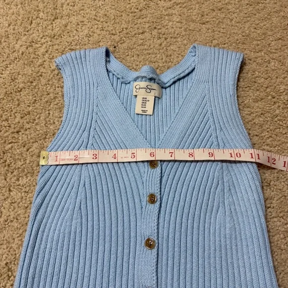 Jessica Simpson Light Blue Ribbed Knit Button Vest Sleeveless Top NWOT Size XS - Picture 3 of 8
